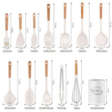 木製ハンドル付きシリコン製キッチン用品13点セット