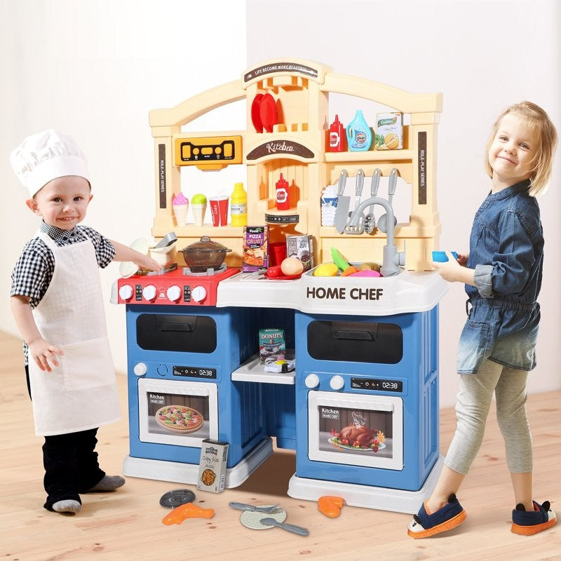 キッズキッチンプレイセット、光と音でインタラクティブに遊べる、2歳以上の幼児向け、リアルなおもちゃアクセサリーセット
