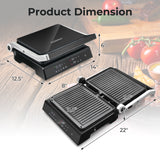 3 in 1 Indoor Electric Panini Press Grill with LED Display
