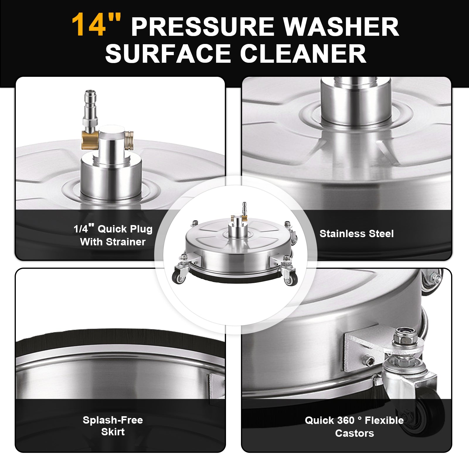 14インチ高圧洗浄機用表面クリーナー ステンレススチール製表面クリーナーアタッチメント