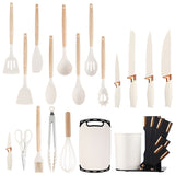 シリコン製キッチン用品19点セットとナイフセット(ブロック付き)