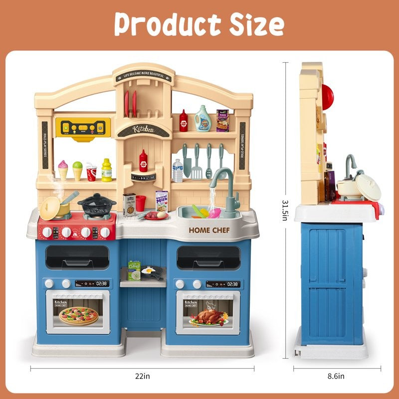キッズキッチンプレイセット、光と音でインタラクティブに遊べる、2歳以上の幼児向け、リアルなおもちゃアクセサリーセット