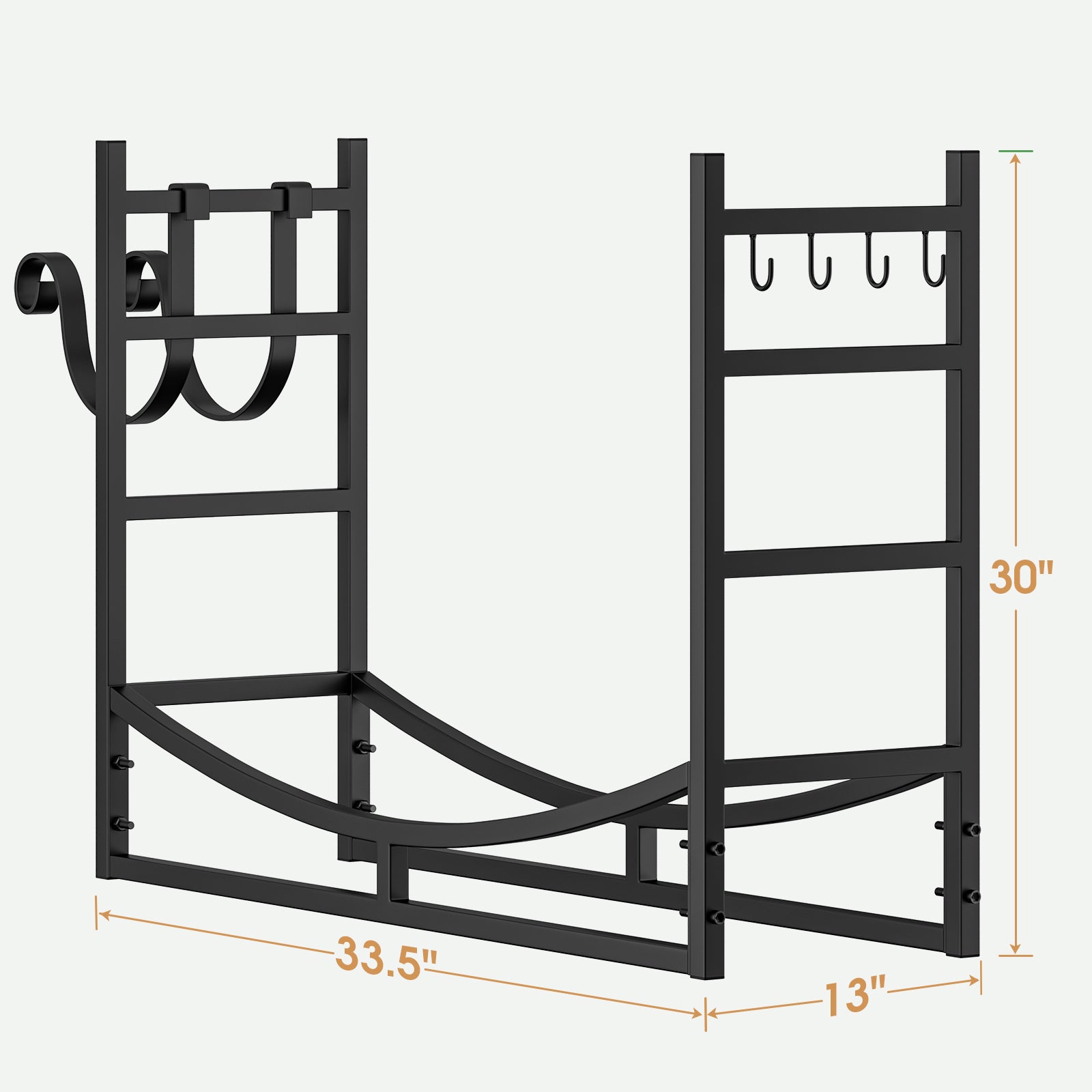 33.5インチ スチール製薪ラック 暖炉用ログホルダー 暖炉用ツール付き