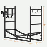 33.5インチ スチール製薪ラック 暖炉用ログホルダー 暖炉用ツール付き