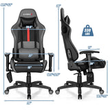 Adjustable Swivel Massage Gaming Chair with 2 Bluetooth Speakers-Gray