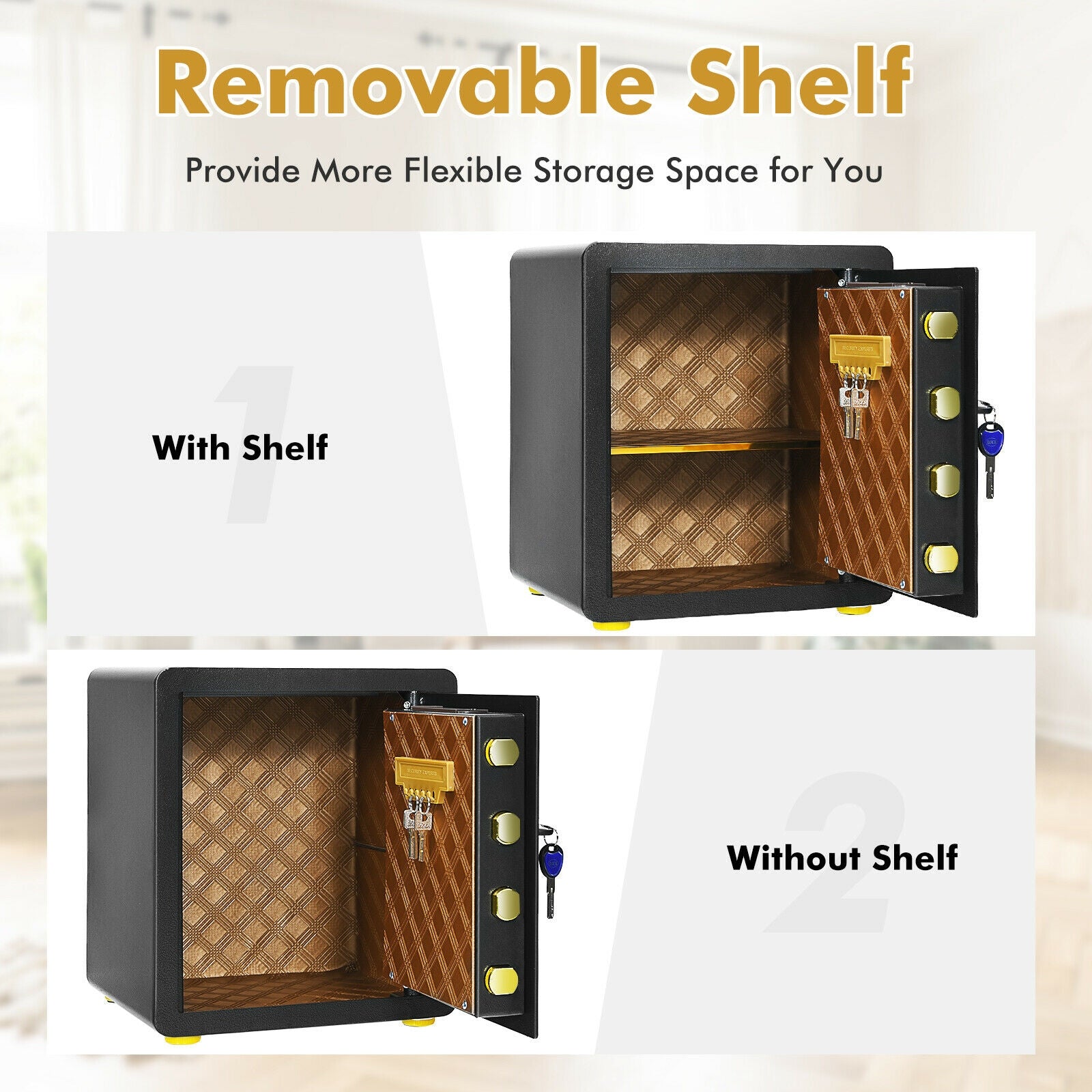 1.25立方フィートのスチール製電子金庫(キーパッドと鍵付き)ホームオフィス用