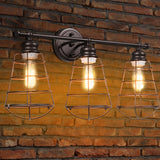 3灯化粧台ランプ 浴室用照明器具 金属ワイヤーケージ付き