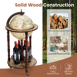 17インチ イタリアンスタイルデザイン 木製グローブ型酒瓶ワインラック キャスター付き