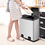 16ガロン デュアルステップ ステンレススチール ダブルバケツゴミ箱