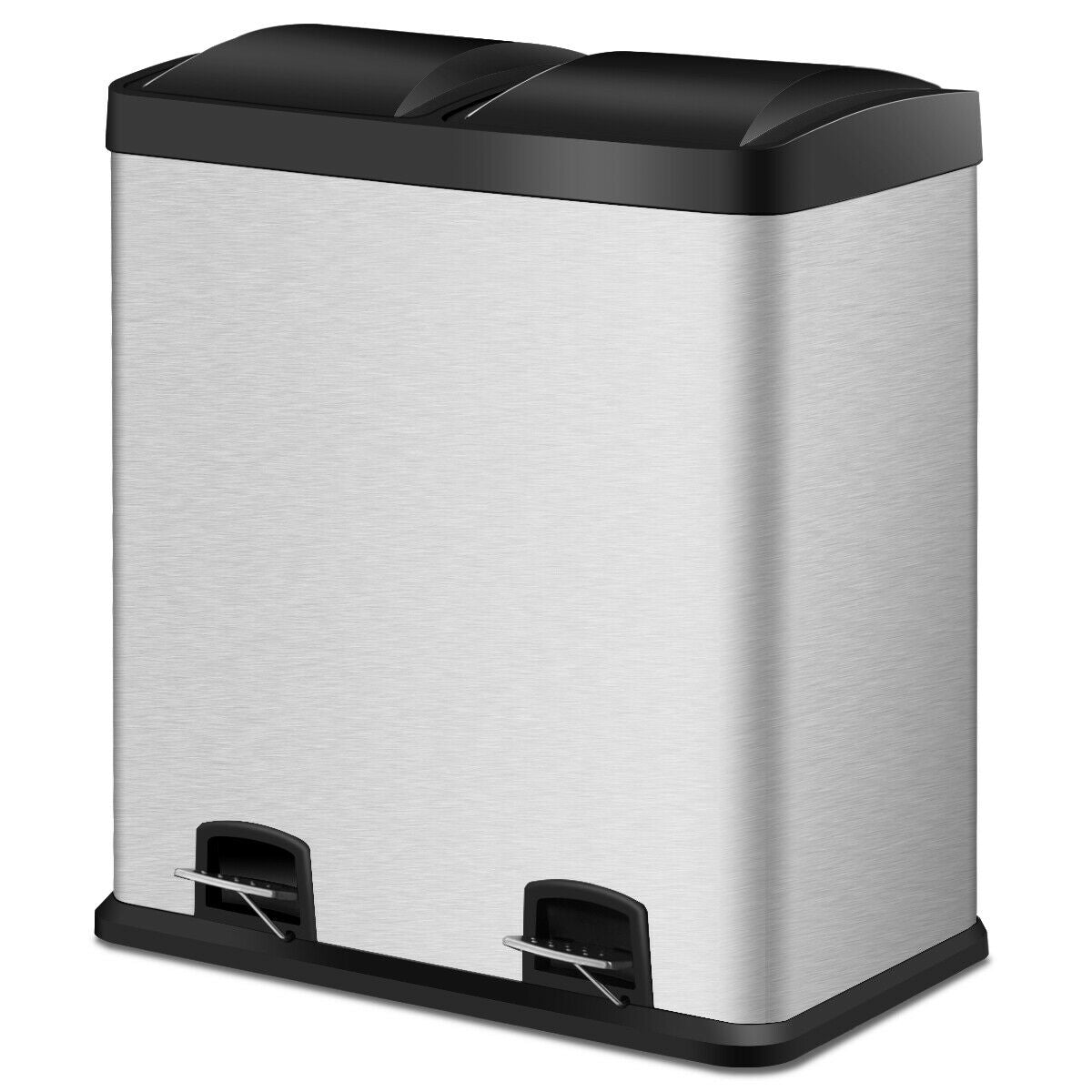 16ガロン デュアルステップ ステンレススチール ダブルバケツゴミ箱