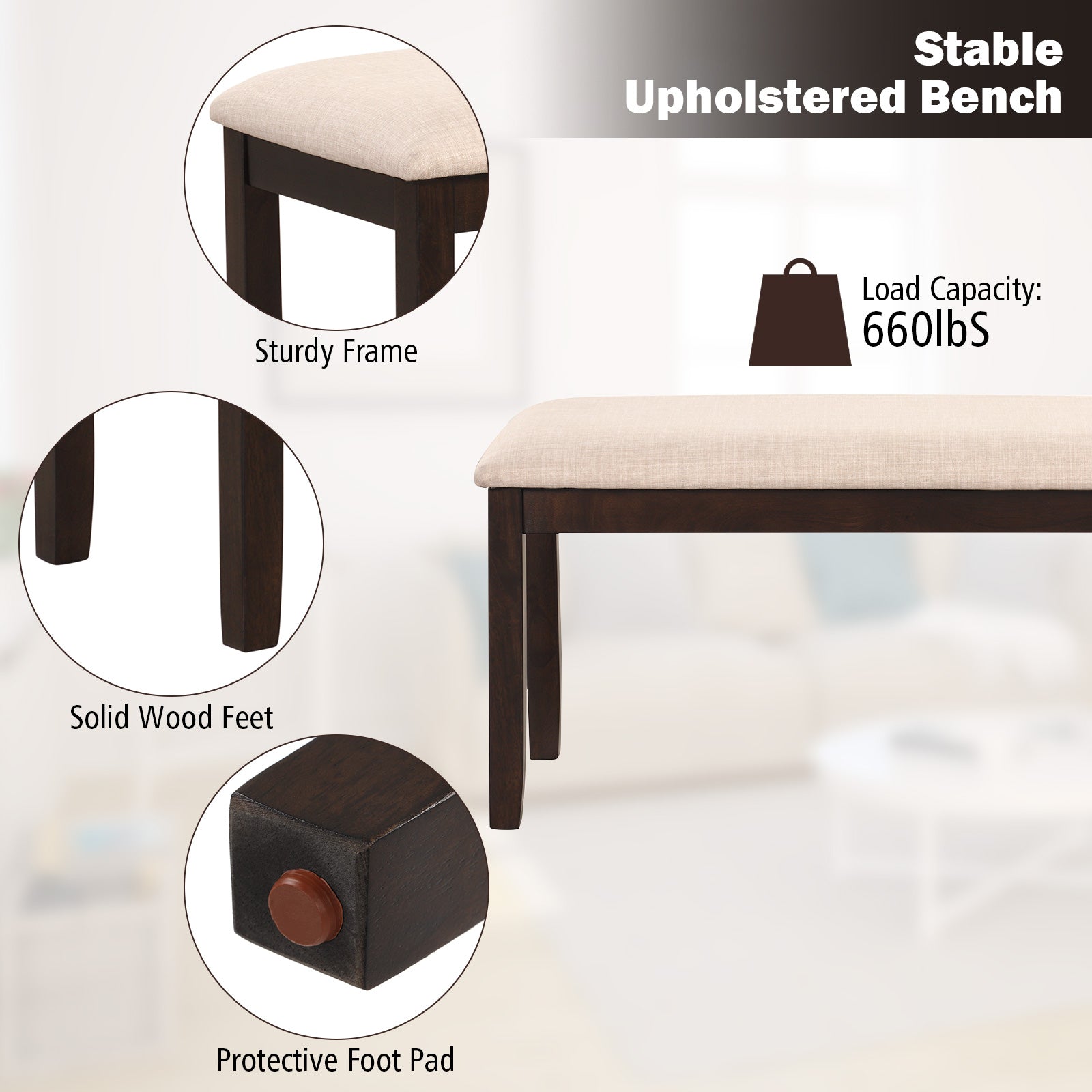 パッド入りクッション付き布張りオットマンベンチ