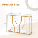 44インチ モダンホワイト玄関テーブル(人工大理石天板付き)-ホワイト