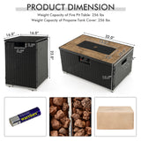 32 x 20インチ プロパンラタンファイヤーピットテーブルセット(サイドテーブルタンクとカバー付き)