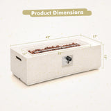 42インチ 50,000 BTU 長方形 テラゾ ファイヤーピットテーブル PVCカバー付き ホワイト