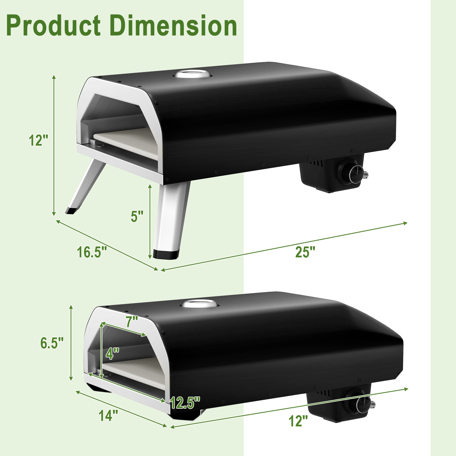 15000 BTU 折りたたみ式ピザオーブン(ピザピールストーンとカッター付き)