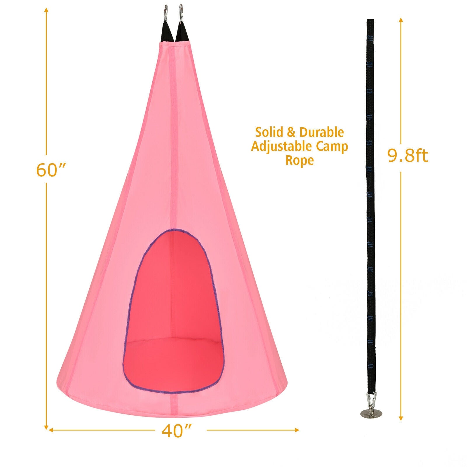 40インチ 子供用ネストスイングチェア ハンギングハンモックシート 屋内・屋外兼用