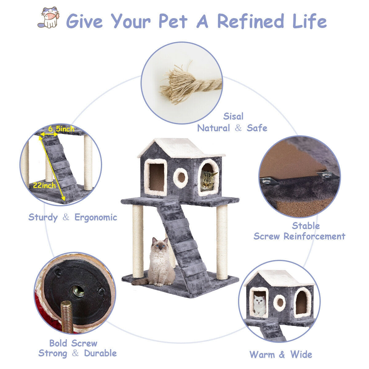 36インチタワーコンドミニアムスクラッチポストラダーキャットツリー