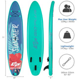 10フィート インフレータブル スタンドアップパドルボード バックパックリーシュ付き アルミパドル L