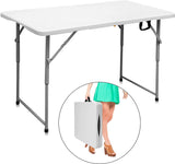 4 ft. White Adjustable Height Fold-in-Half Plastic Outdoor Picnic Folding Table