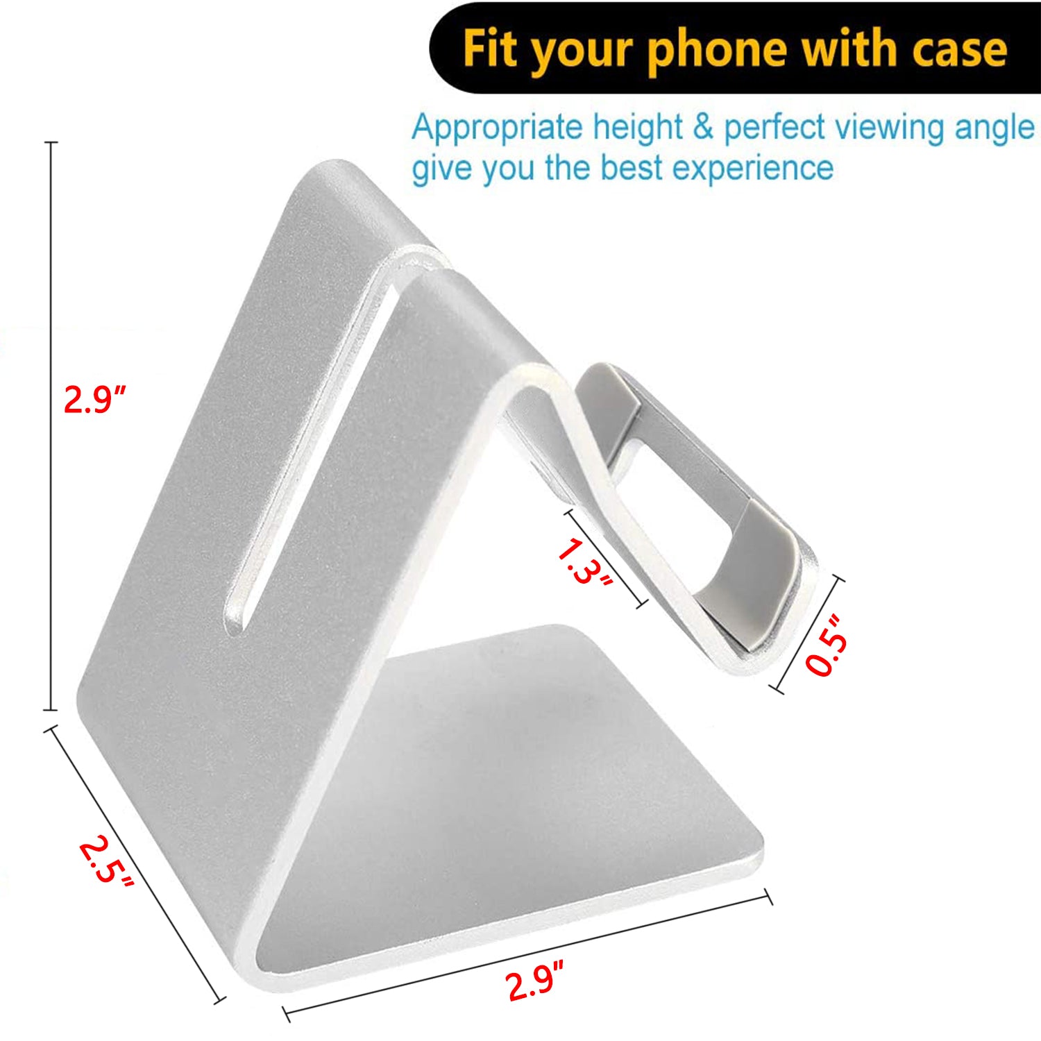 SKONYON デスク携帯電話スタンドホルダー アルミニウム電話ドッククレードル Switch対応 (シルバー)