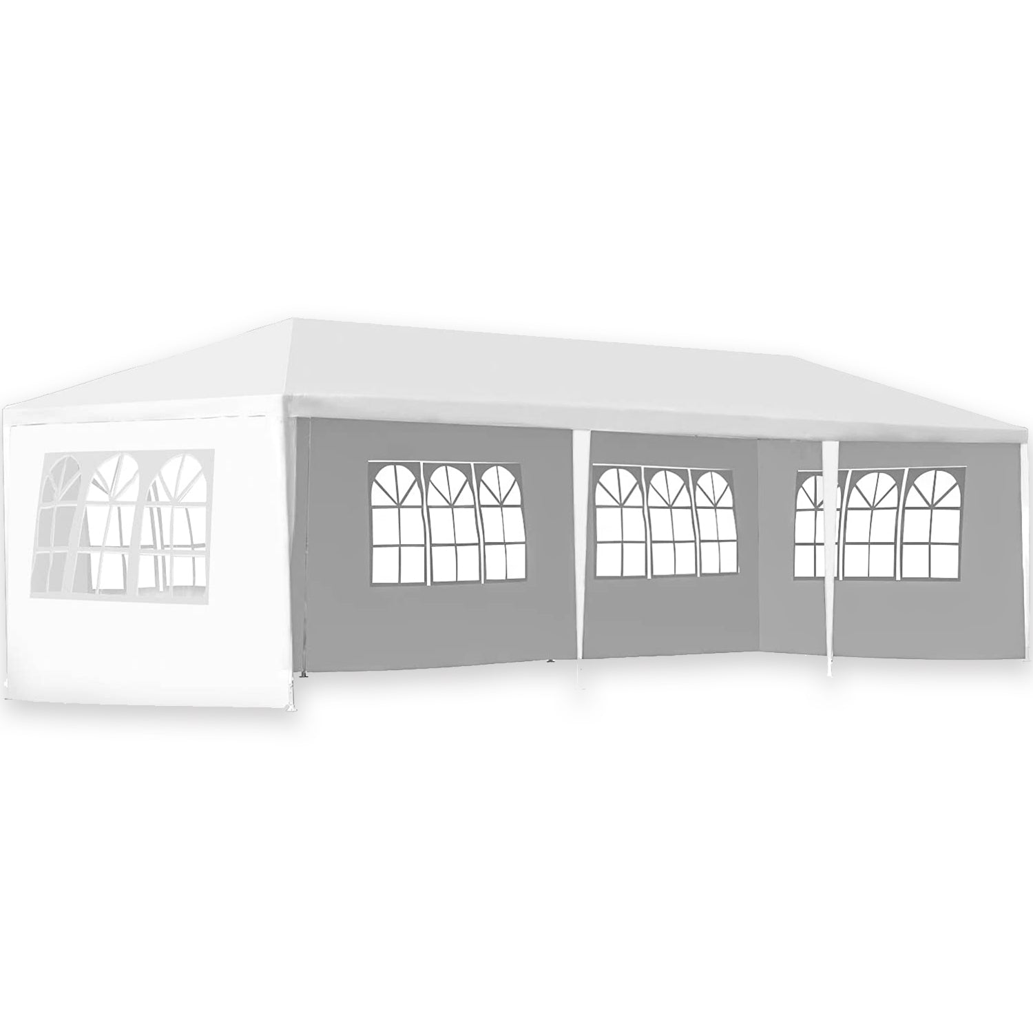 10 ft. x 30 ft. White Canopy Tent Heavy-Duty Wedding Party Tent Canopy with 5 Removable Side Walls