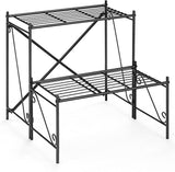 高さ24インチの屋外用ブラックメタルプラントスタンド(2段式)