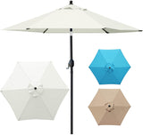 7.5 フィート マーケット アウトドア パティオ アンブレラ プッシュ ボタン チルト & クランク付き ベージュ