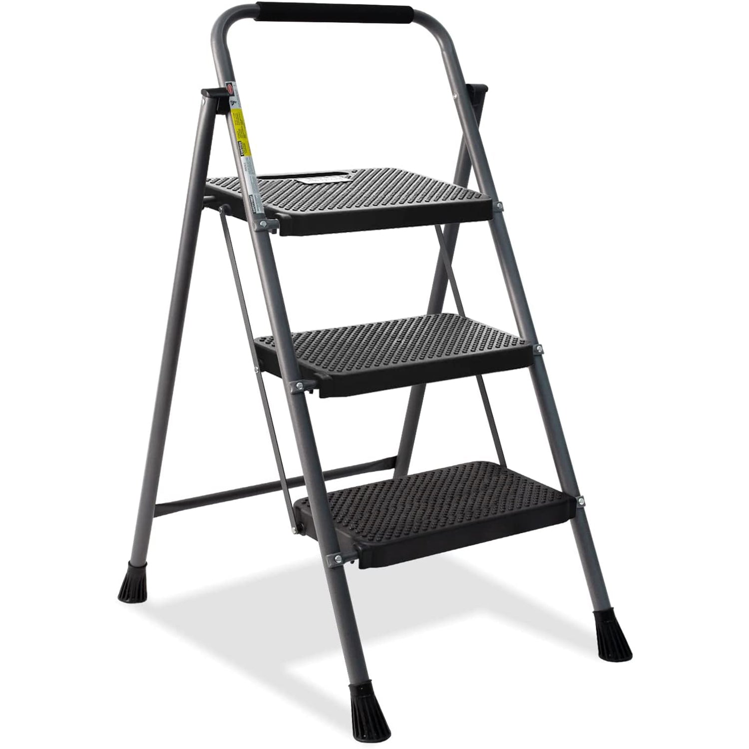 3段プログレードスチールステップスツール、330ポンドの耐荷重、タイプIAデューティ定格