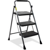 3段プログレードスチールステップスツール、330ポンドの耐荷重、タイプIAデューティ定格
