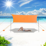 10 ft. x 10 ft. Portable Beach Canopy Tent Shelter with Sand Anchor Carry Bag, Orange