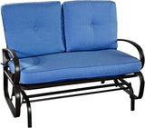 2人用金属製アウトドアグライダー(ブルークッション付き)