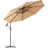 10 ft. Steel Cantilever Solar LED Offset Outdoor Patio Umbrella in Beige