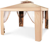 10フィート x 10フィート ポップアップインスタントガゼボテント 蚊帳付き 屋外キャノピーシェルター