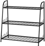 高さ 32 インチ 屋内/屋外用 ブラック メタル プラント スタンド (3 段)