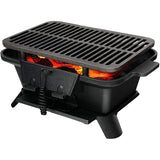 Heavy-Duty Portable Cast Iron Charcoal Grill in Black
