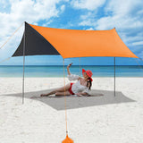 10 ft. x 10 ft. Portable Beach Canopy Tent Shelter with Sand Anchor Carry Bag, Orange