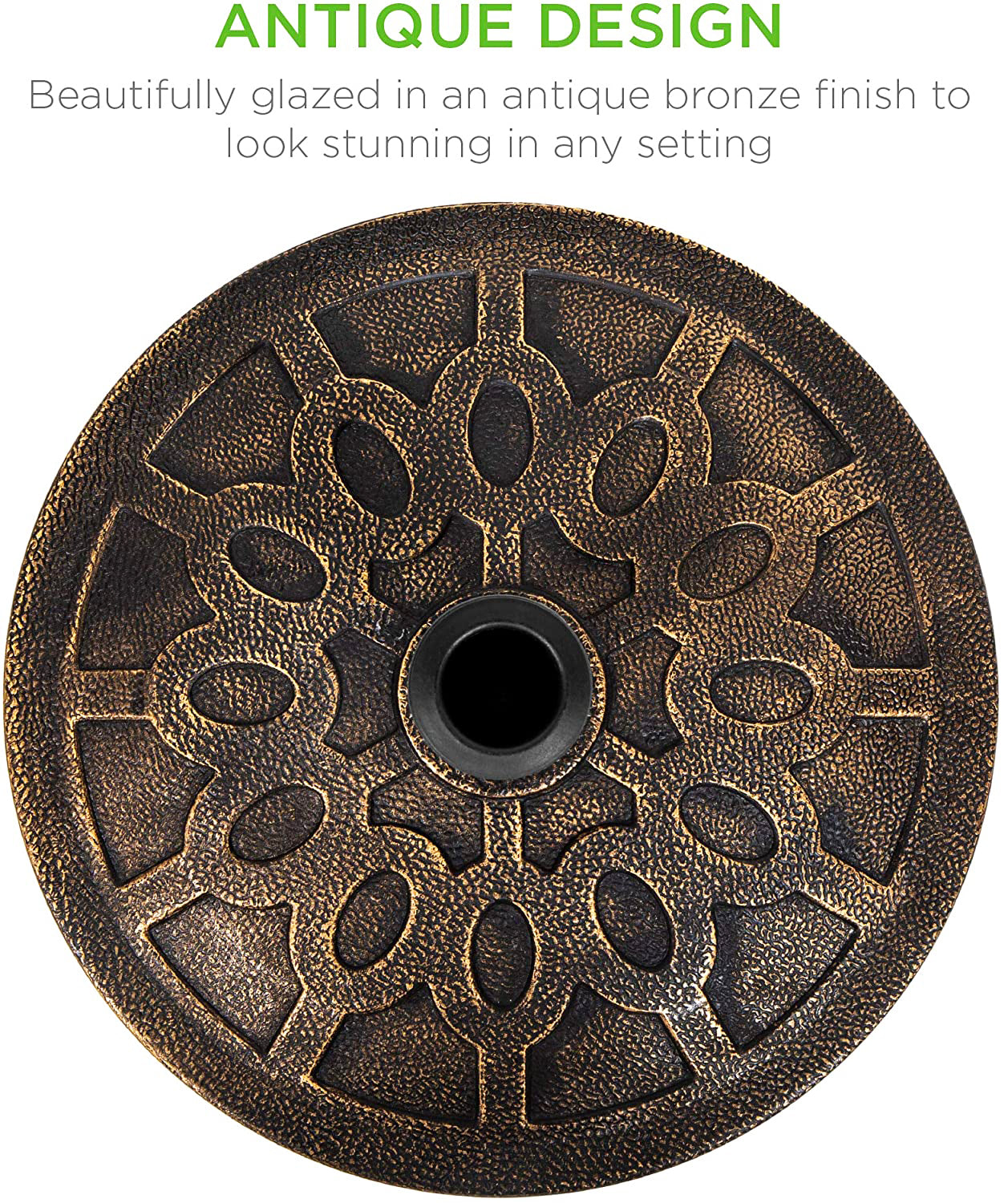 27.5 ポンド 円形織り 樹脂製パティオ傘ベース アンティークブロンズ