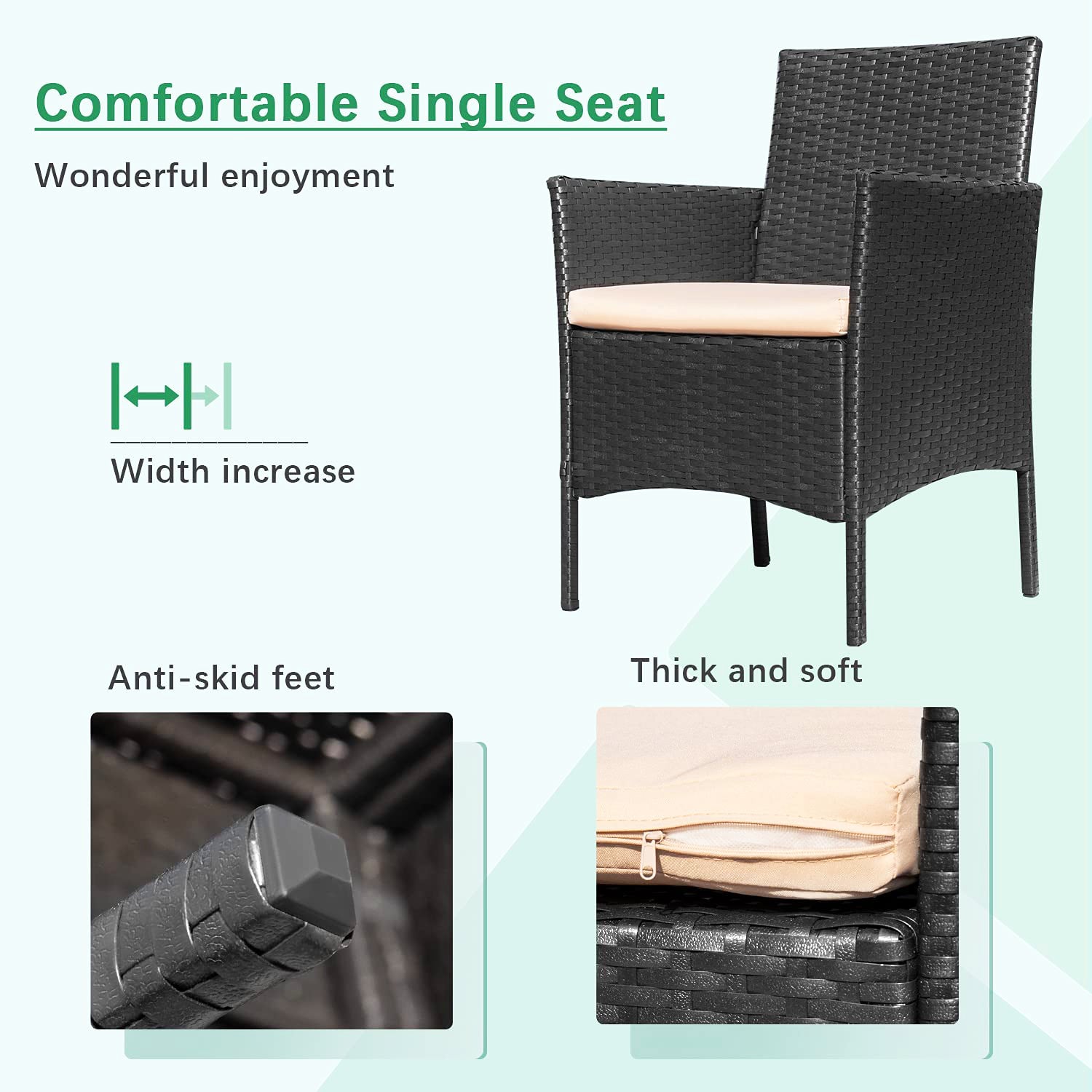 4ピース スチール製屋外パティオウィッカーコンバクションセット パープルクッション付き