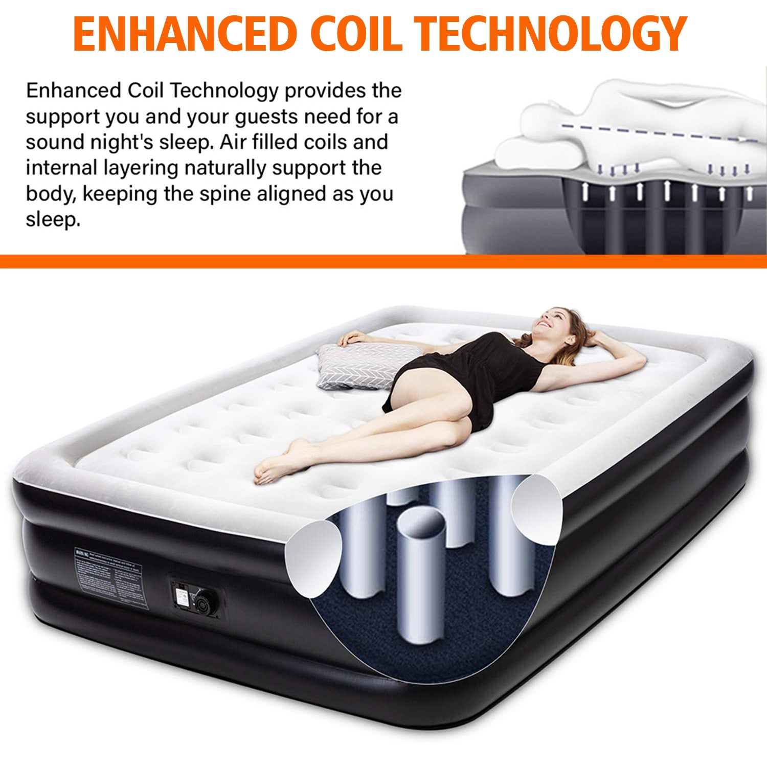 18インチ クイーンデラックスエアベッド(ポンプ内蔵)