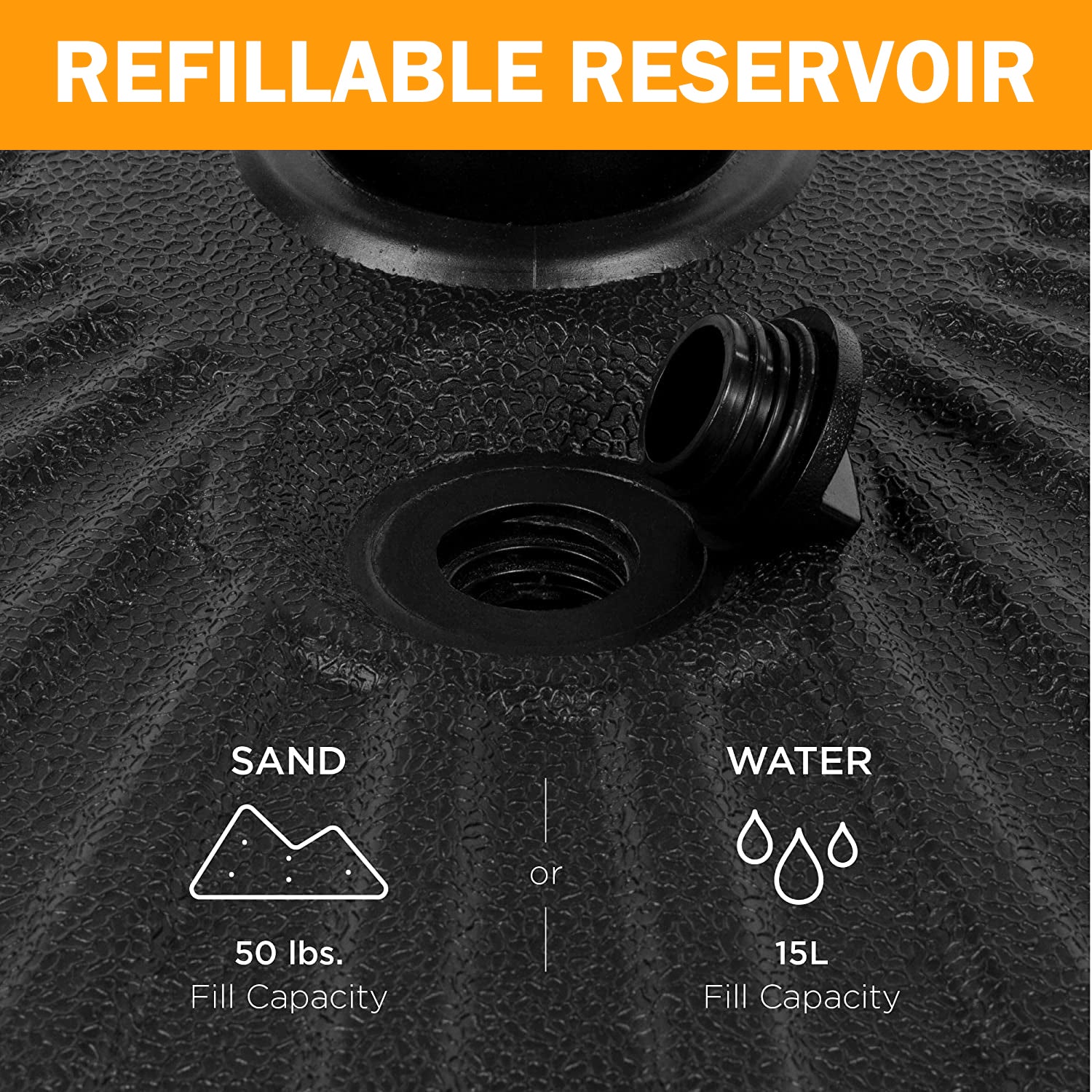 20インチ 丸型プラスチック製パティオ傘ベース(黒)