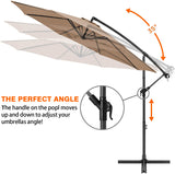 10 ft. Steel Cantilever Offset Outdoor Patio Umbrella in Tan