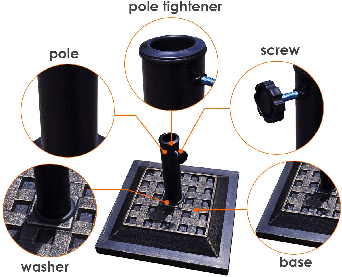 26 ポンド スクエアスチールパティオ傘ベース ブロンズ