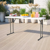 長方形プラスチックとスチールの折りたたみ式屋外ピクニックテーブル