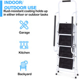 手すり付きプログレードの4段スチールステップスツール