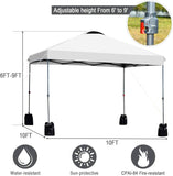 10 フィート x 10 フィート ホワイト インスタント キャノピー ポップアップ テント