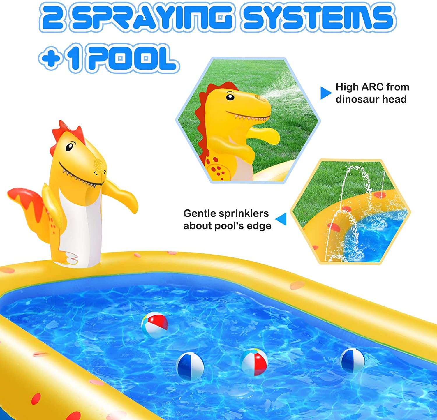 子供用インフレータブルスプリンクラープール 3 in 1 ベビープール 屋外スプラッシュパッド 幼児用 赤ちゃん 子供 男の子 女の子 裏庭用 楽しい水遊びおもちゃ