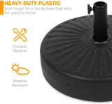 20インチ 丸型プラスチック製パティオ傘ベース(黒)