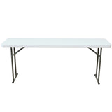 長方形プラスチックとスチールの折りたたみ式屋外ピクニックテーブル