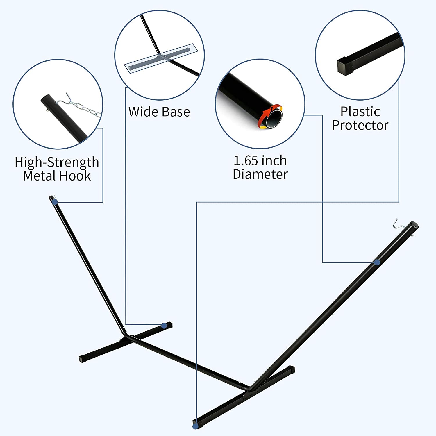 カタリナビーチのスタンド付き12フィートのファブリックハンモック