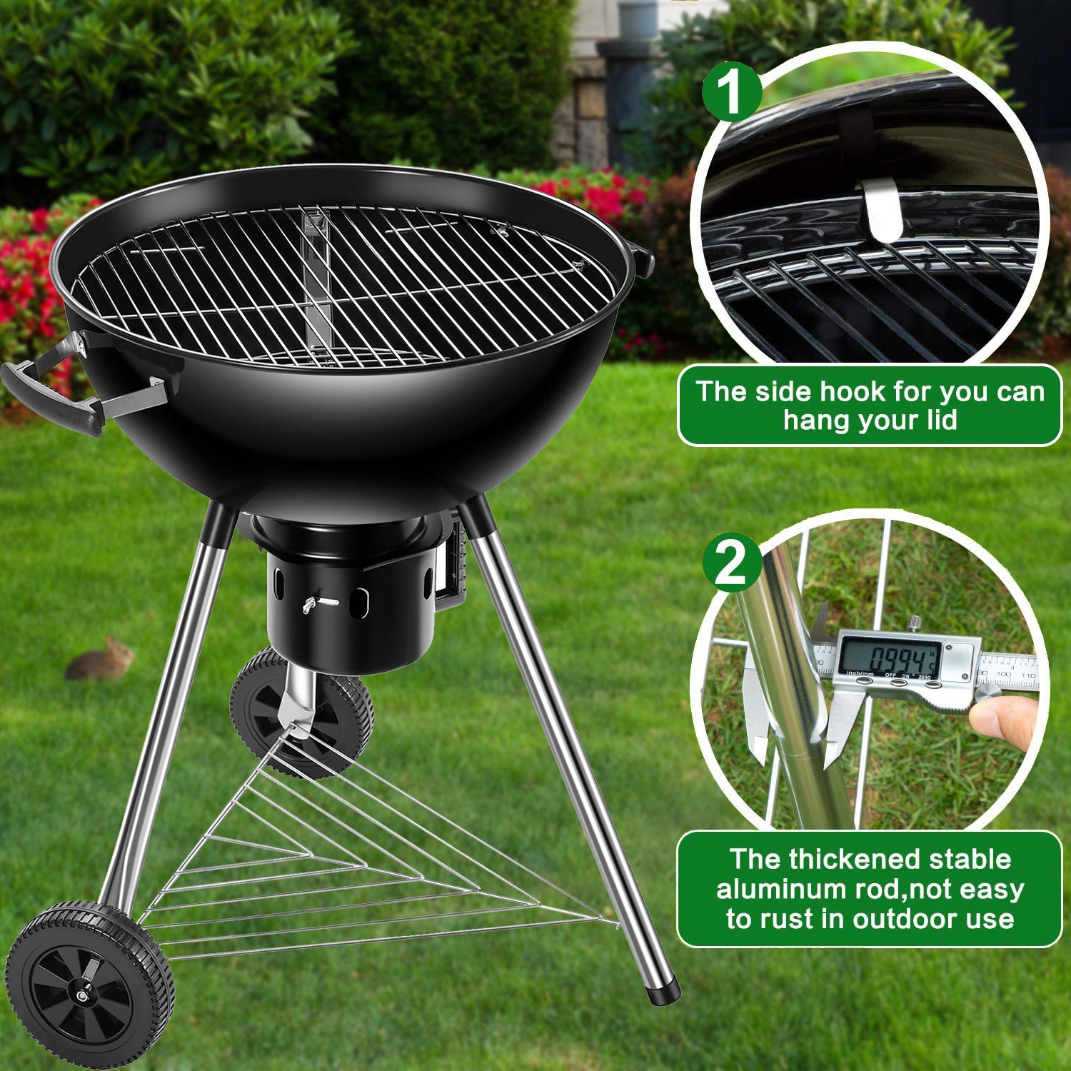 22インチ オリジナル ケトル プレミアム チャコールグリル ブラック 温度計内蔵